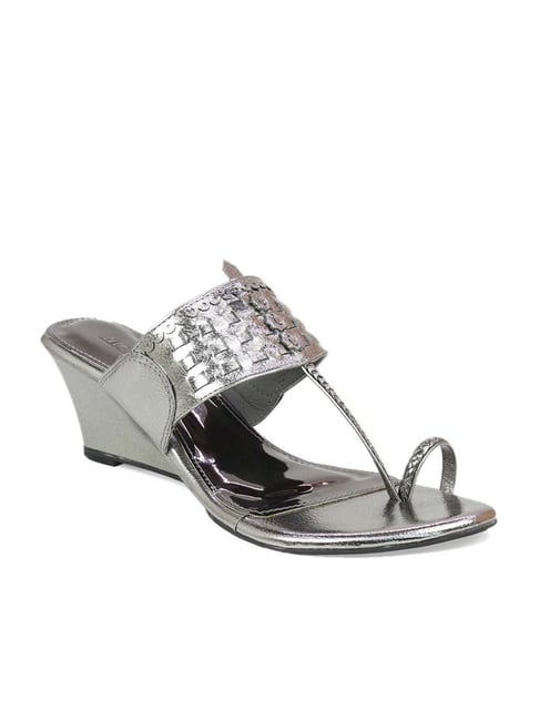 Inc.5 Women's Gun Metal Toe Ring Wedges Price in India