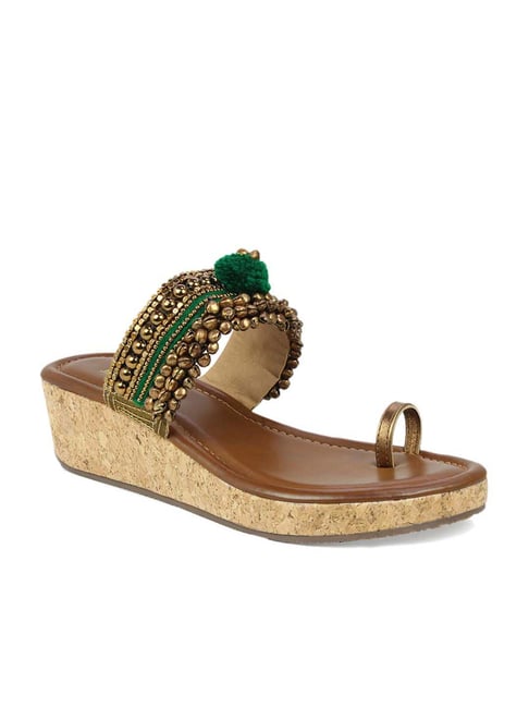 Inc.5 Women's Green Toe Ring Wedges Price in India