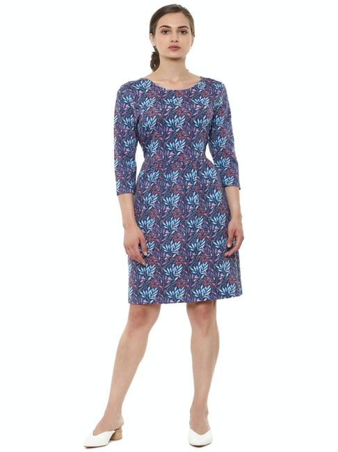 Van Heusen Blue Floral Print Dress Price in India