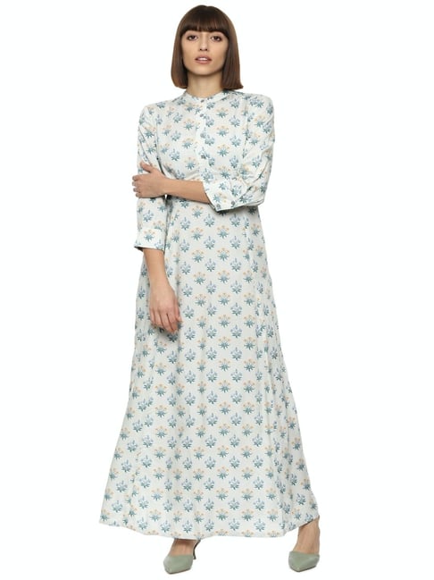 Van Heusen Blue & White Floral Print Dress Price in India