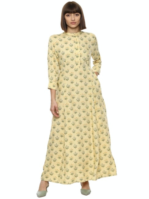Van Heusen Yellow Floral Print Dress Price in India