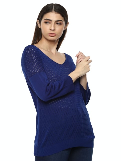 Van Heusen Blue Self Design Sweater-picture-23