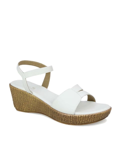 Inc 5 Inc.5 Women's White Ankle Strap Wedges