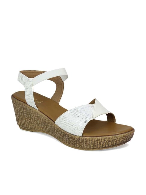 Inc 5 Inc.5 Women's White Ankle Strap Wedges