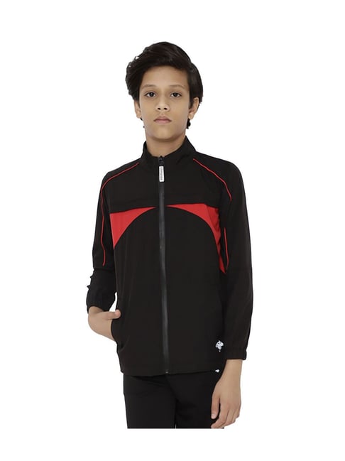 Chimprala Kids Black Red Color Block Jacket