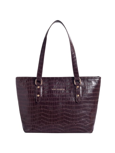 Lino Perros Brown Textured Medium Tote Handbag