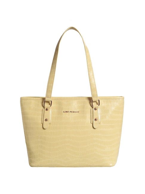 Lino Perros Yellow Textured Medium Tote Handbag Price in India