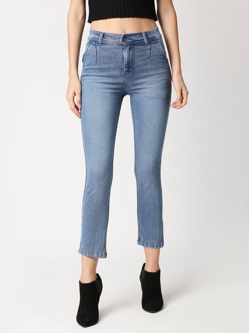Buy High Star Blue Straight Fit High Rise Jeans for Women's Online
