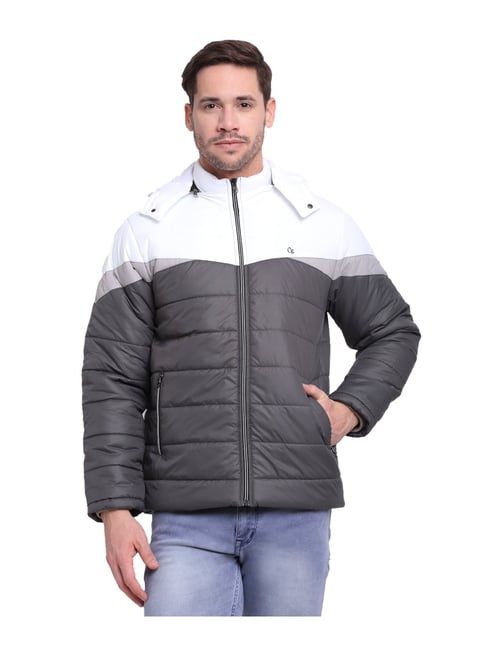 Jacket SLAM Portofino man white colour with hood, two side pockets.