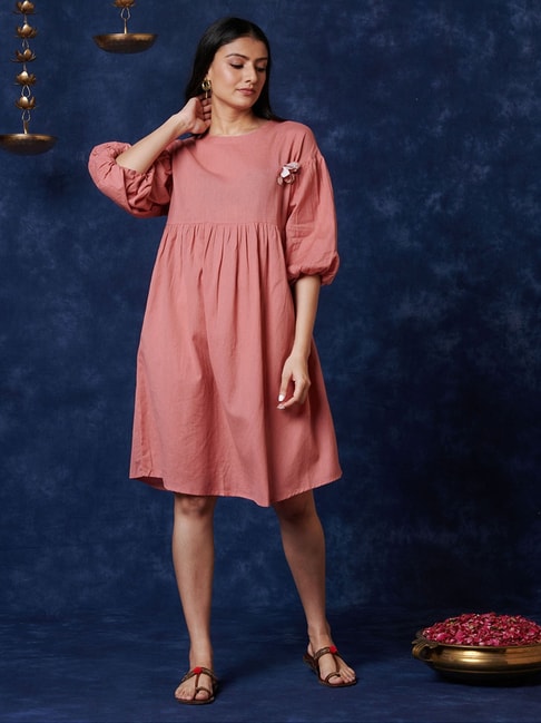 Fabindia Pink A-Line Dress Price in India