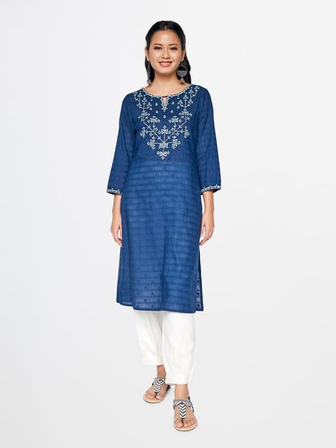 Global Desi Blue Printed Kurta