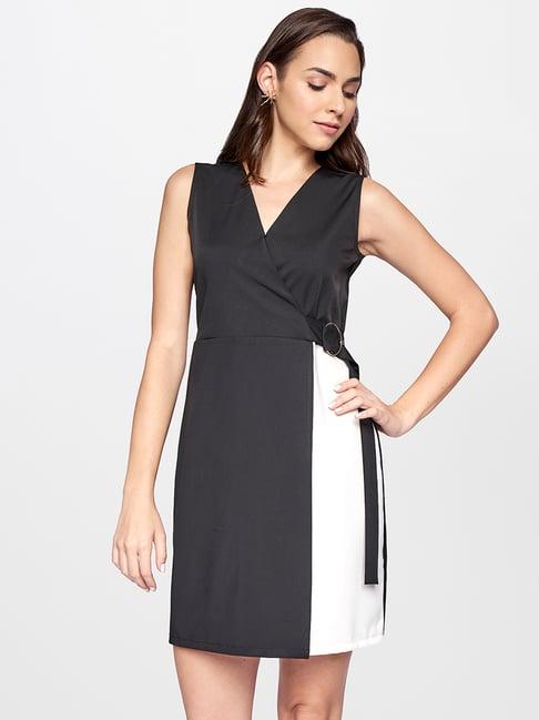 Buy AND Black White Slim Fit Midi Dress for Women Online Tata CLiQ