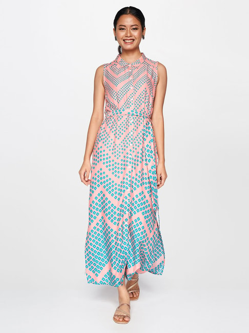 Global Desi Pink & Blue Printed Dress Price in India