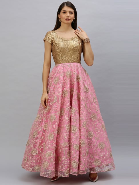 Pink and shop golden dress