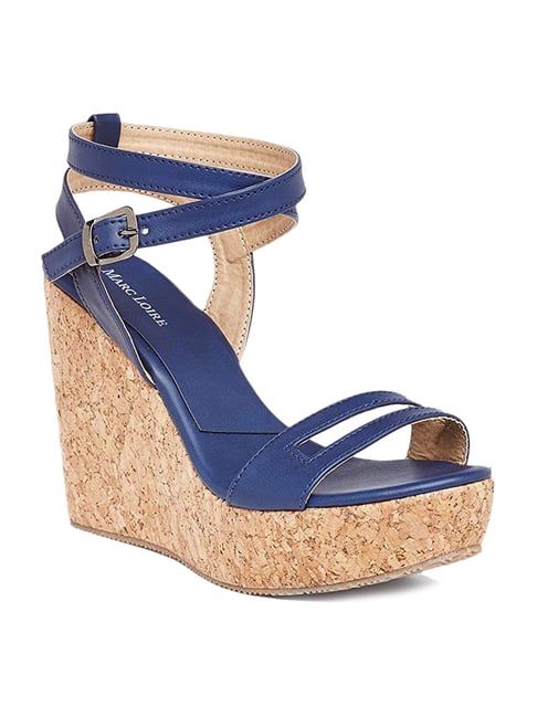 Marc Loire Women's Blue Ankle Strap Wedges