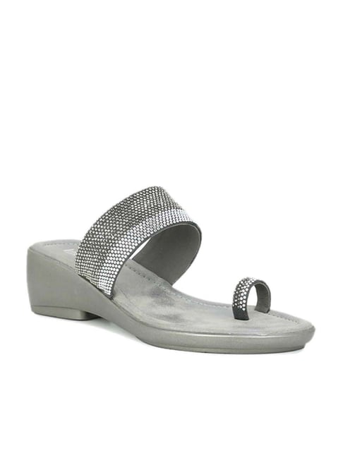 Inc.5 Women's Gun Metal Toe Ring Wedges Price in India