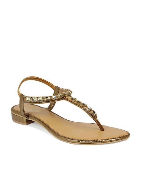 Inc.5 Women's Antique Gold Sling Back Sandals Price in India