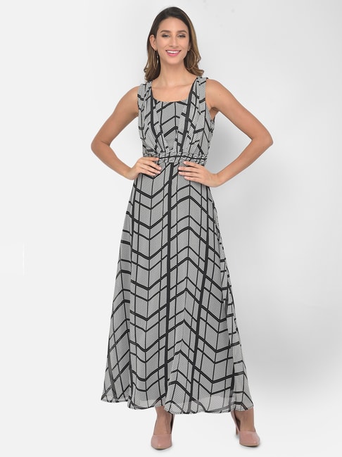 Latin Quarters Grey Printed Maxi Dress Price in India