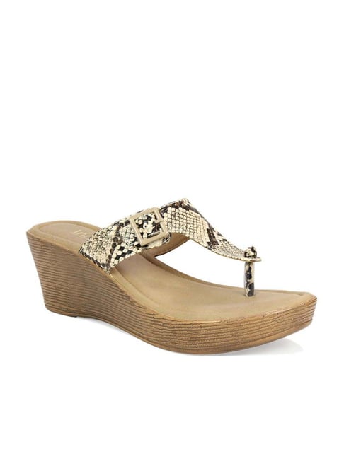 Inc 5 Inc.5 Women's Beige Thong Wedges