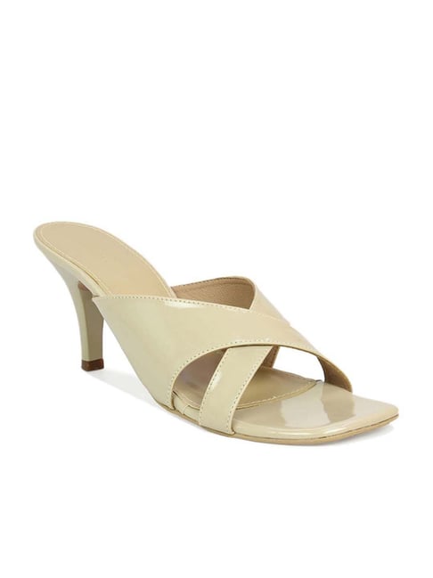 Inc 5 Inc.5 Women's Beige Cross Strap Stilettos