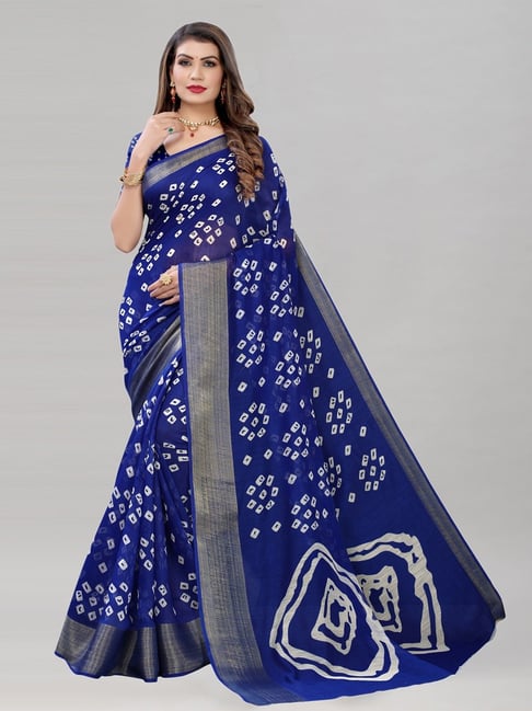 Buy Teal Blue Bandhani Saree In Georgette With Weaved Checks Pattern KALKI  Fashion India