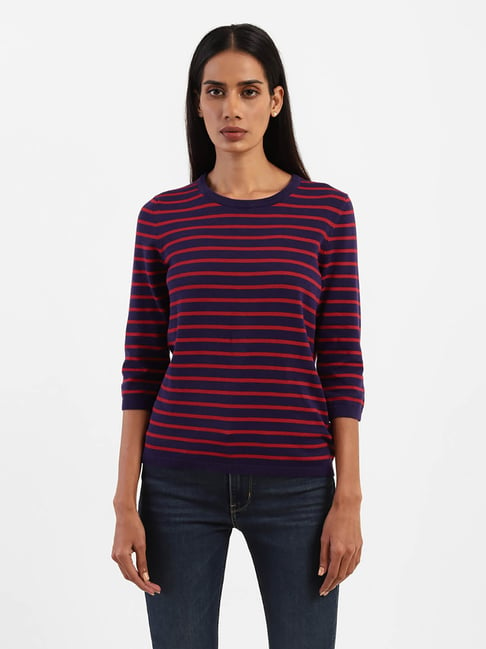 Levi's Red & Blue Striped T-Shirt Price in India