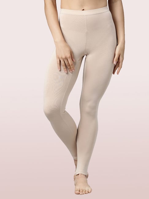 Enamor Beige Mid Rise Leggings