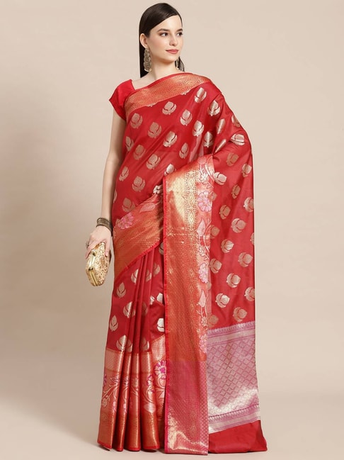 Banarasi Silk Works  Woven Saree with Blouse Price in India