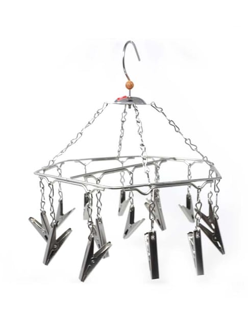 HAZEL Silver Stainless Steel Cloth Hanging Clip - Set of 15