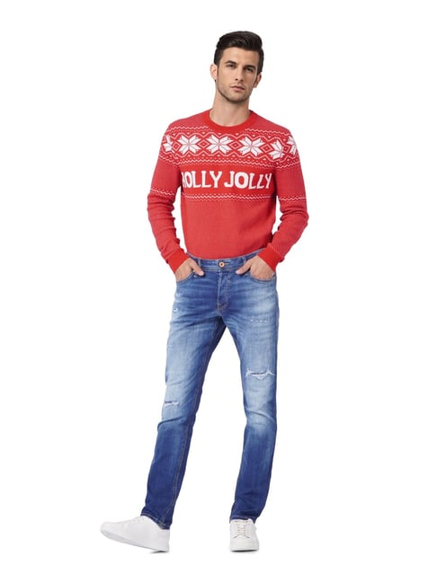 Jack Jones Dark Blue Distressed Jeans