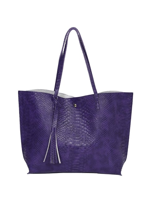 Apsis Purple Textured Medium Tote Handbag