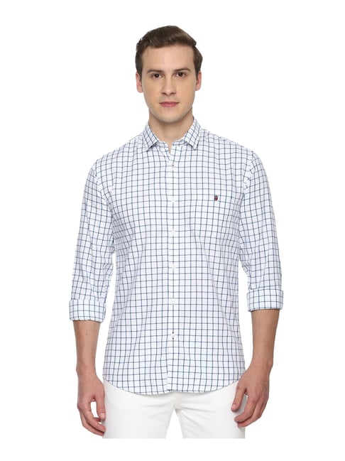 Buy Louis Philippe White Cotton Slim Fit Checks Shirts for Mens Online @  Tata CLiQ