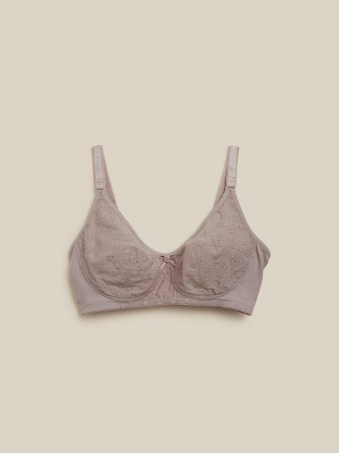 Wunderlove by Westside Light Brown Broderie Anglaise Bra Price in India