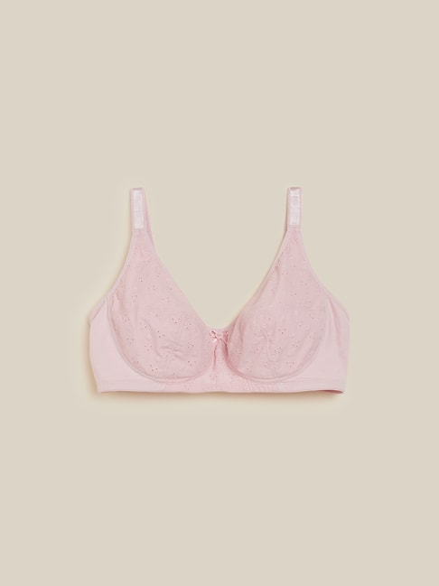 Wunderlove by Westside Light-Pink Floral Non-Padded Bra Price in India
