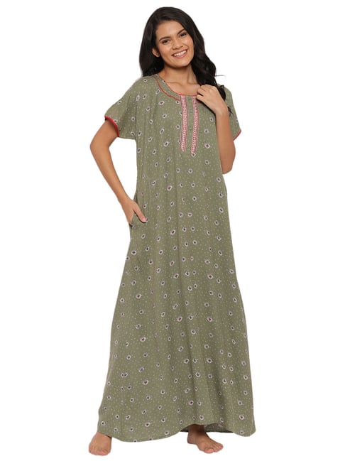 Sweet Dreams Green Printed Nighty