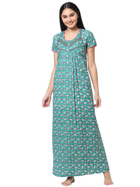 Sweet Dreams Green Printed Nighty