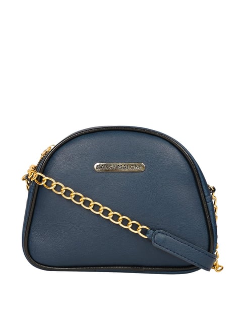 Bagsy Malone Navy Blue Solid Medium Handbag-picture-11