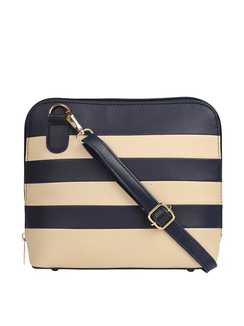 Bagsy Malone Navy Blue Striped Medium Handbag-picture-18