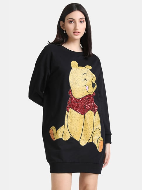 Buy Kazo Winnie The Pooh Disney Printed Sequin Sweat Dress for