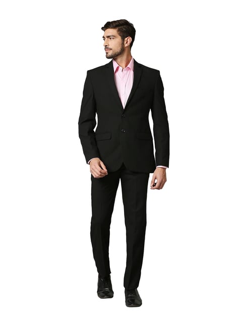 Park Avenue Black Super Slim Fit Two Piece Suit