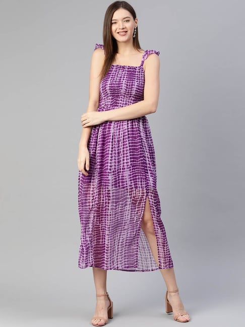 Melon by PlusS Purple & White Printed Dress Price in India