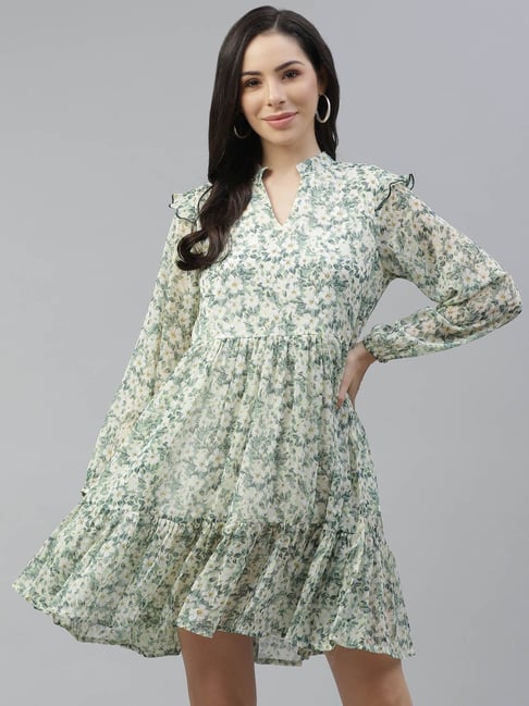 Melon by PlusS Green Floral Print Dress Price in India