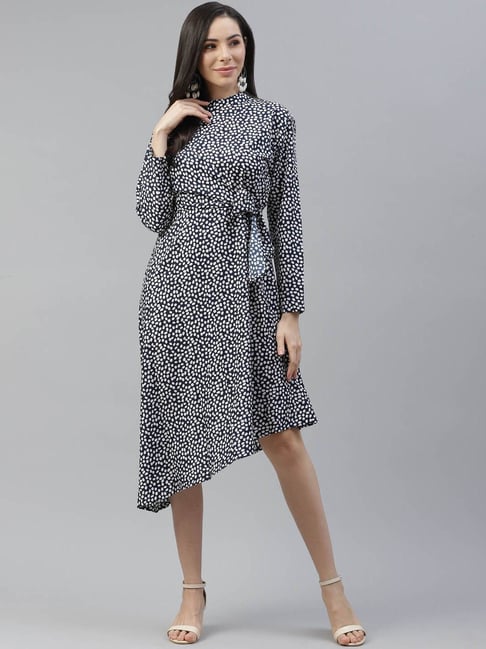 Melon by PlusS Navy & White Printed Dress Price in India