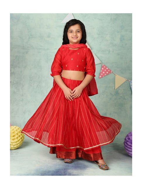 Buy Fabindia Kids Yellow & Orange Choli, Lehenga with Dupatta for Girls  Clothing Online @ Tata CLiQ