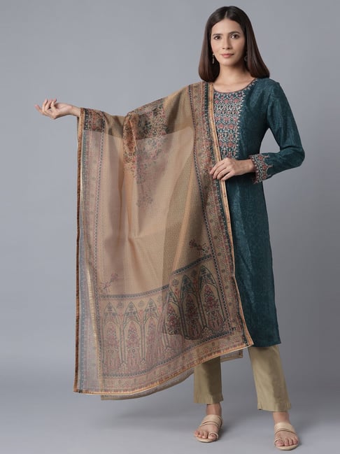 W Beige Printed Dupatta