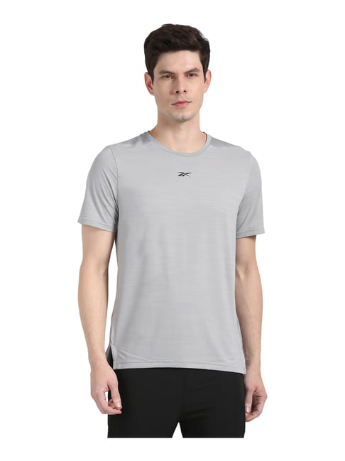 Reebok Grey Round Neck T-Shirt-Reebok-Apparel-TATA CLIQ