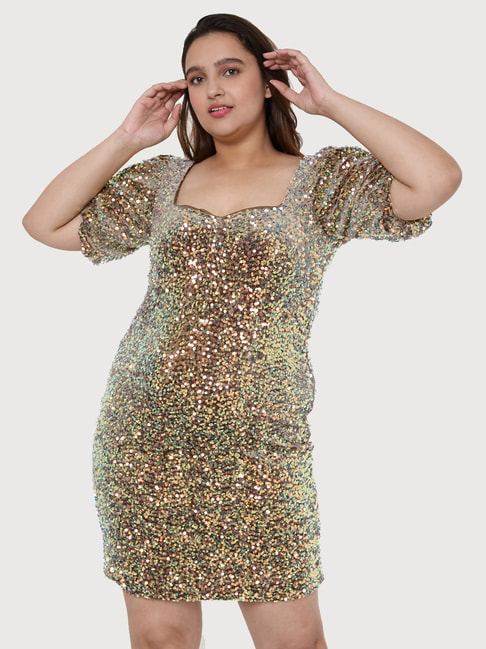 Vero Moda Golden Embellished Dress Price in India