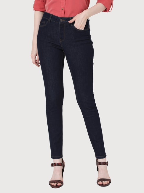 Buy KASSUALLY Women Dark Blue Bell Bottom Jeans online-atpcosmetics.com.vn
