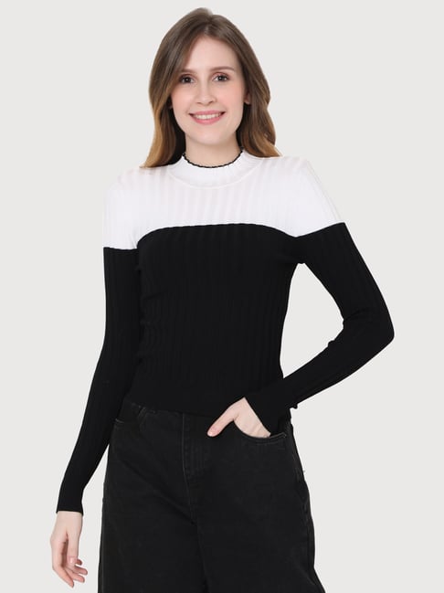 Vero Moda Black & White Regular Fit Sweater