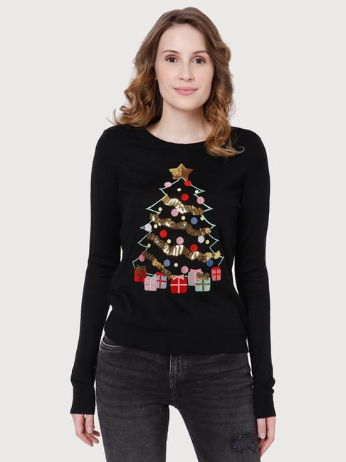 Vero Moda Black Embroidered Sweater